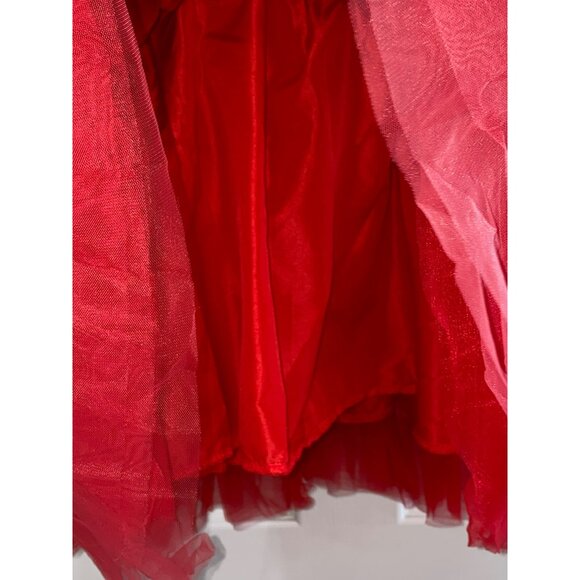 New Girls Bebe Tulle Deer Dress With Floral Embellishments Size 6T Teal & Red Om - Picture 6 of 6